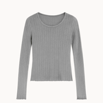 Loungewear Bluse i Pointelle - Grå - ByStenholt.dk