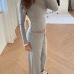 Loungewear Bluse i Pointelle - Grå - ByStenholt.dk