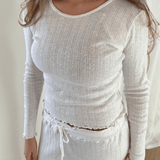 Loungewear Bluse i Pointelle - Hvid - ByStenholt.dk
