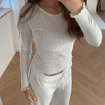 Loungewear Bluse i Pointelle - Hvid - ByStenholt.dk