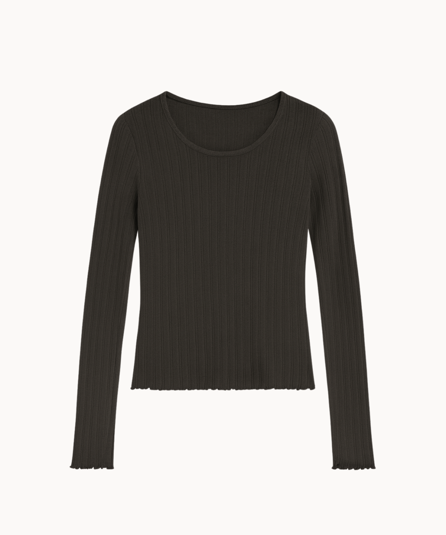 Loungewear Bluse i Pointelle - Mørkebrun - ByStenholt.dk