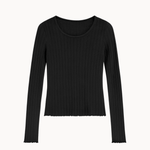 Loungewear Bluse i Pointelle - Sort - ByStenholt.dk