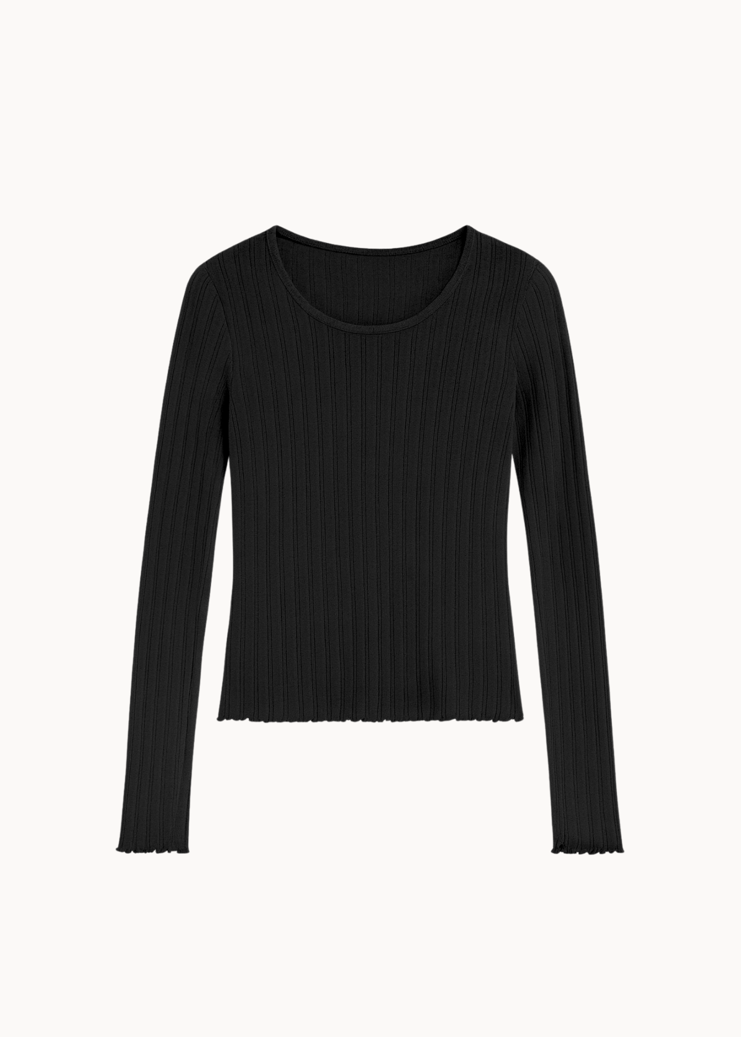 Loungewear Bluse i Pointelle - Sort - ByStenholt.dk