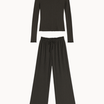 Loungewear Bluse Sæt - Mørkebrun - ByStenholt.dk