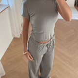 Loungewear Bukser i Pointelle - Grå - ByStenholt.dk