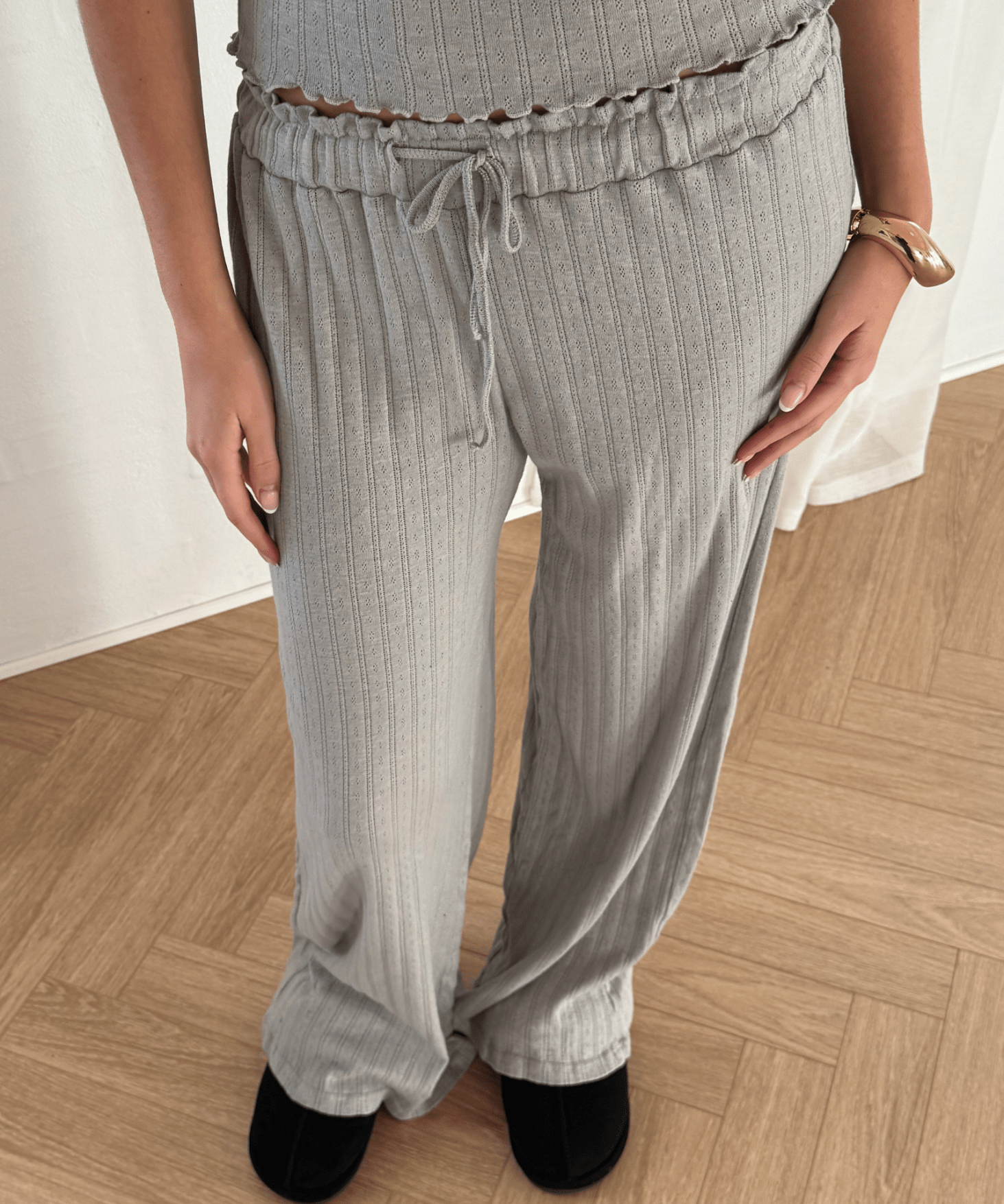 Loungewear Bukser i Pointelle - Grå - ByStenholt.dk