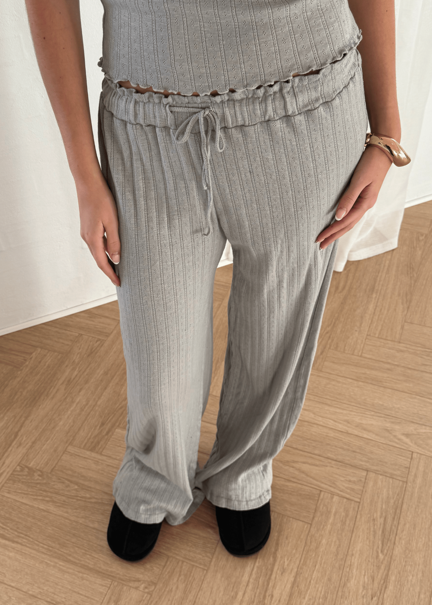 Loungewear Bukser i Pointelle - Grå - ByStenholt.dk