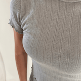 Loungewear T-shirt i Pointelle - Grå - ByStenholt.dk