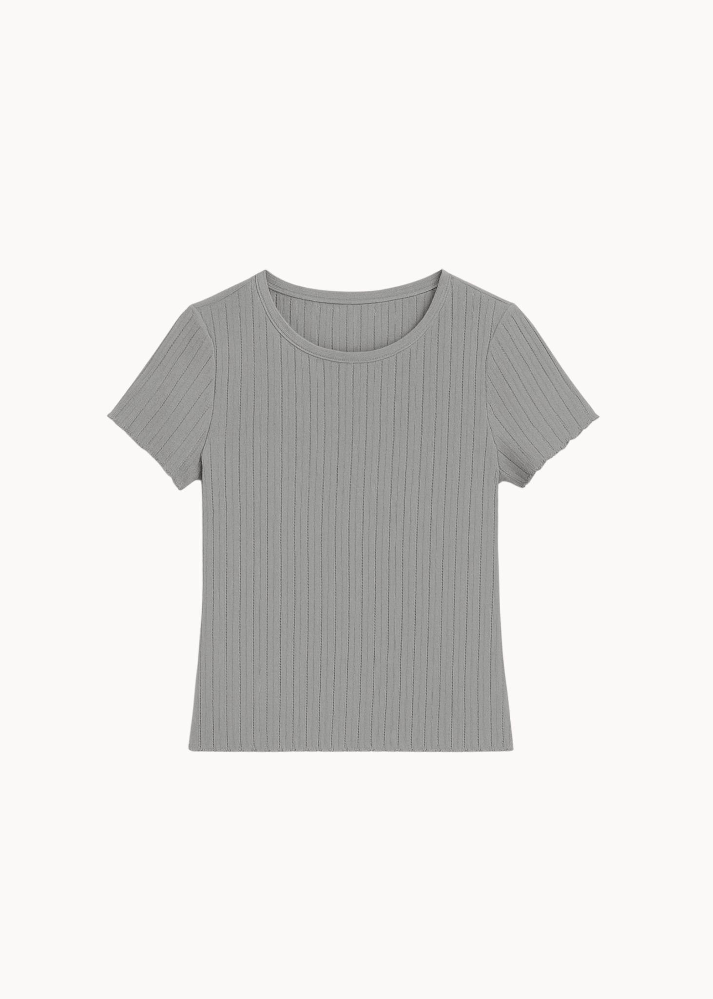 Loungewear T-shirt i Pointelle - Grå - ByStenholt.dk