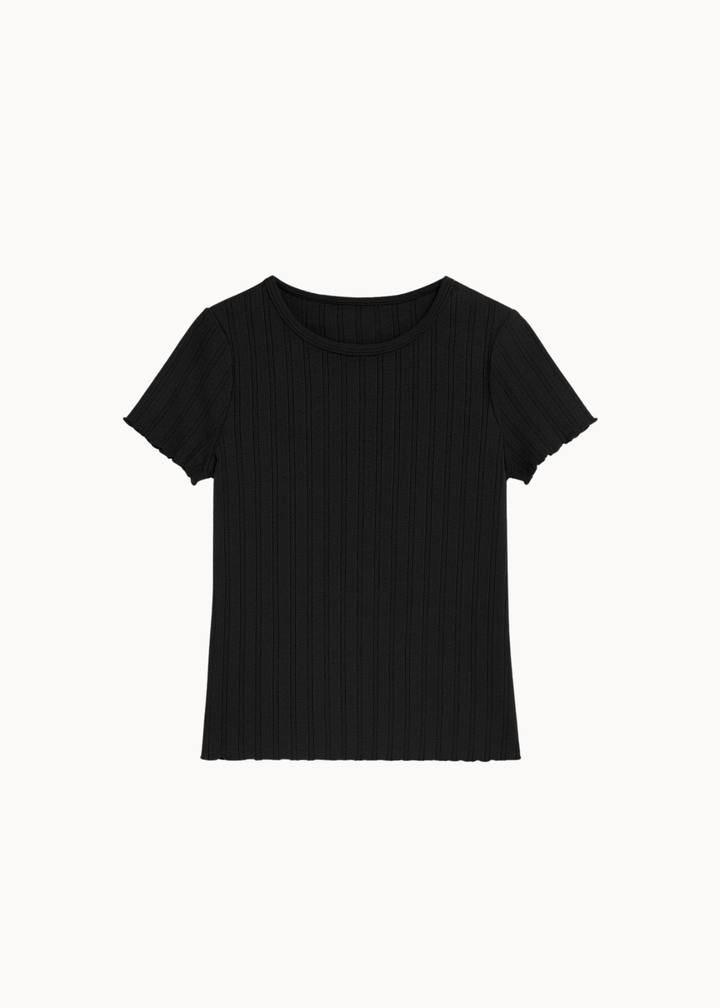Loungewear T-shirt i Pointelle - Sort - ByStenholt.dk