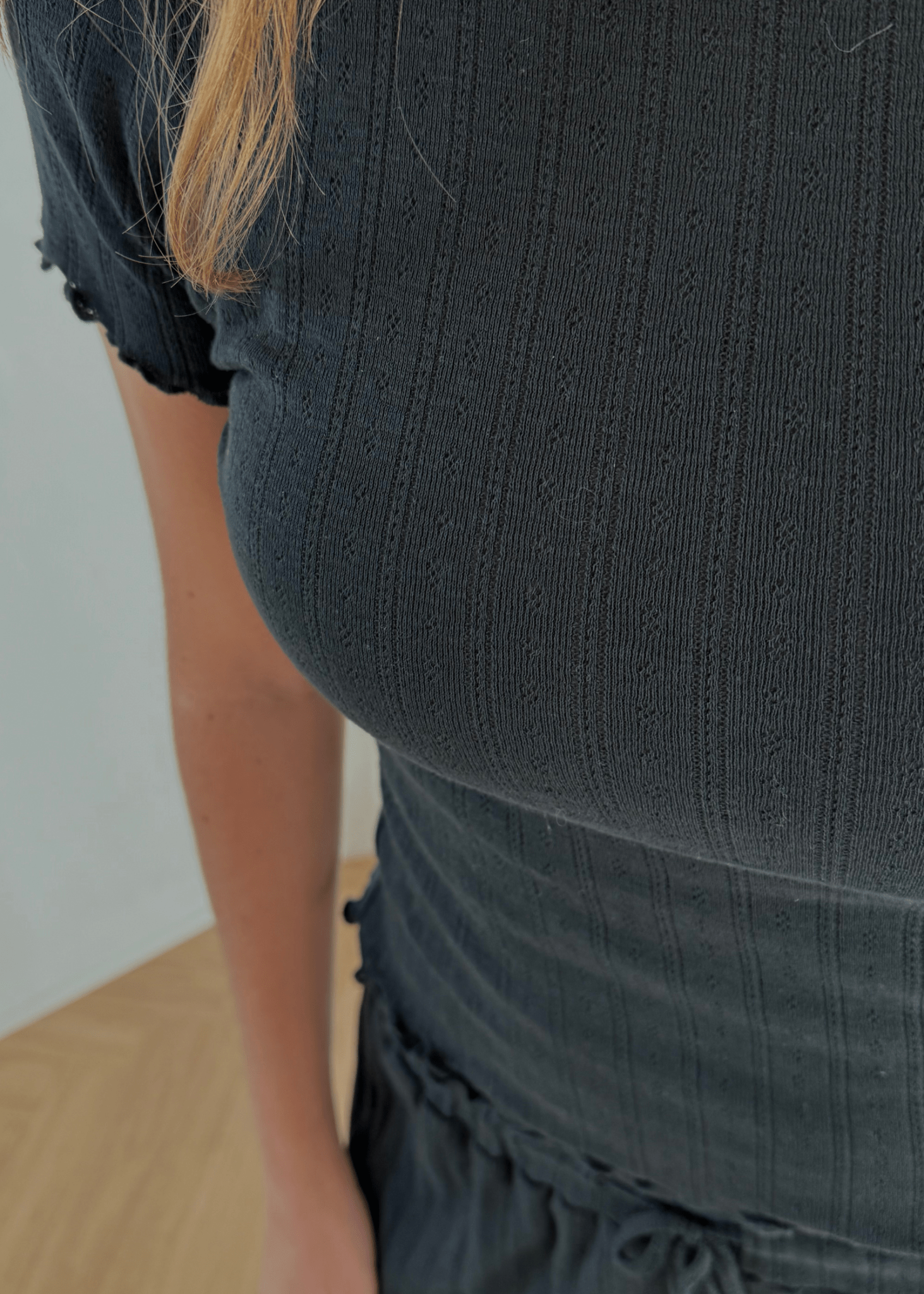 Loungewear T-shirt i Pointelle - Sort - ByStenholt.dk