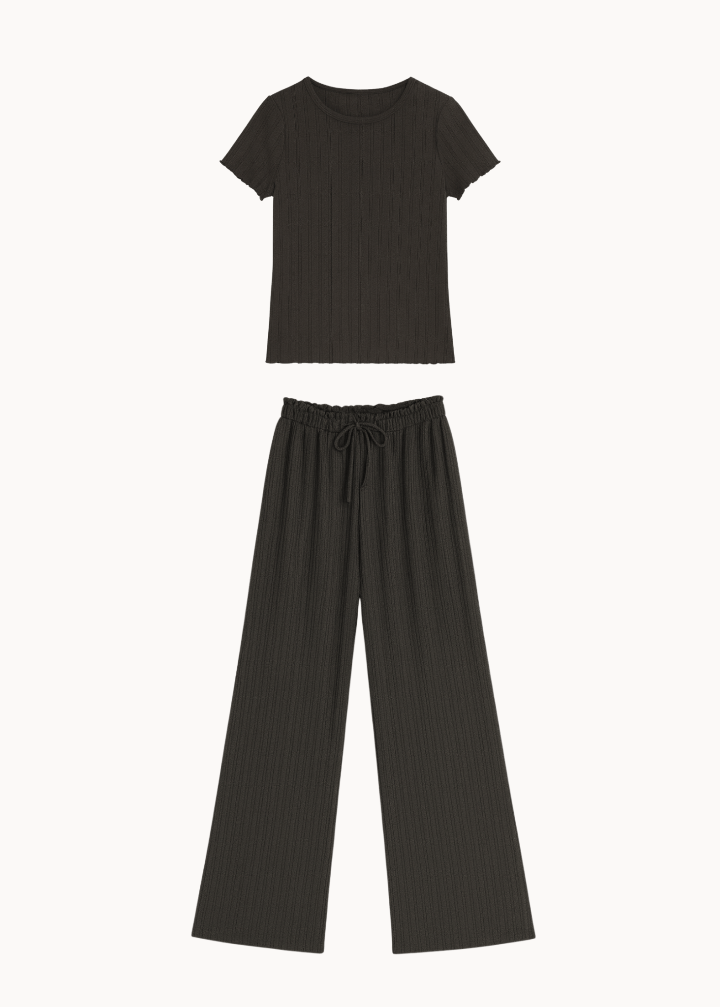 Loungewear T-shirt Sæt - Mørkebrun - ByStenholt.dk