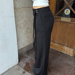 Low Waist Bukser med Spænde - Sort - ByStenholt.dk