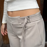 Low Waist Bukser med Spænde - Taupe - ByStenholt.dk