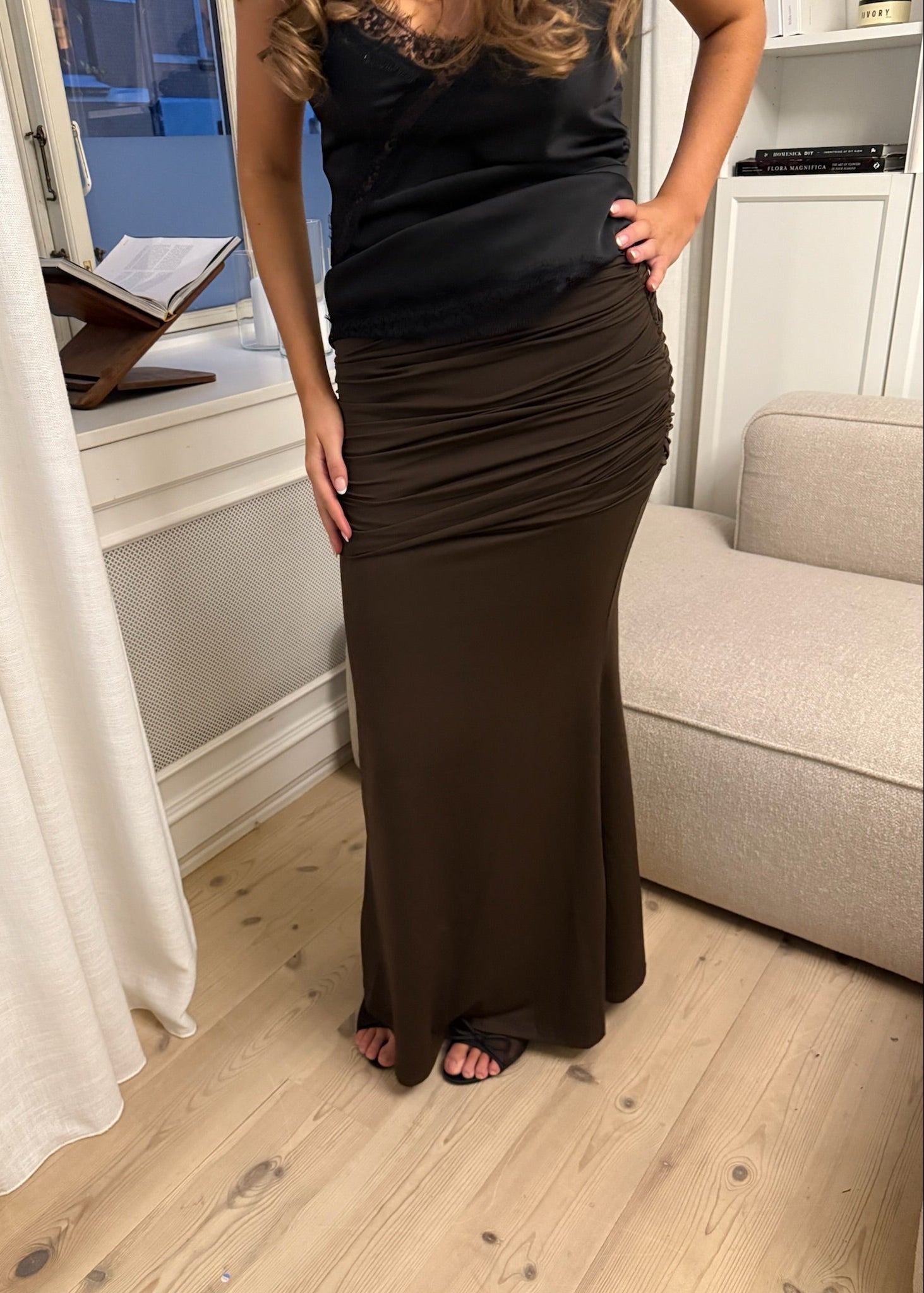 Lucia Maxi Nederdel - Mørkebrun - ByStenholt.dk