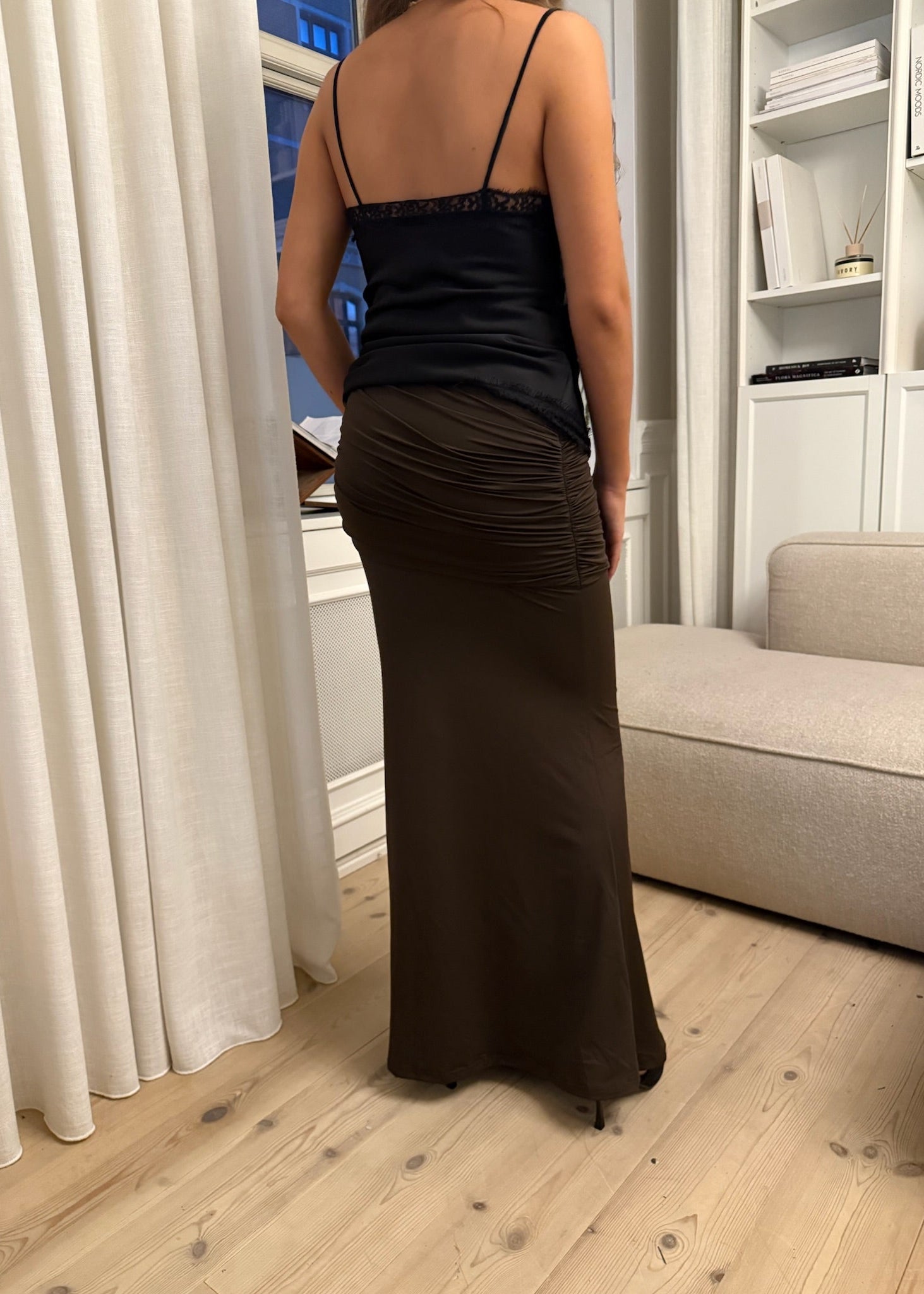 Lucia Maxi Nederdel - Mørkebrun - ByStenholt.dk