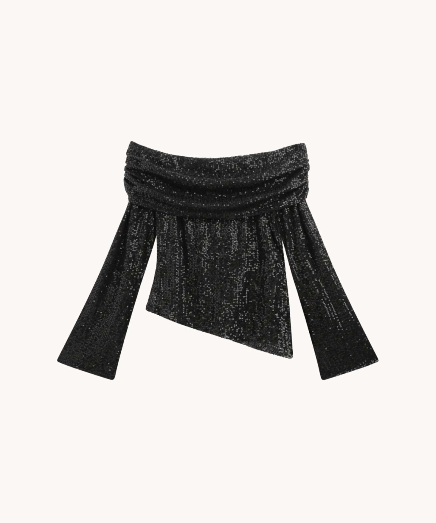 Lumi Paillet Off Shoulder Bluse - Sort - ByStenholt.dk