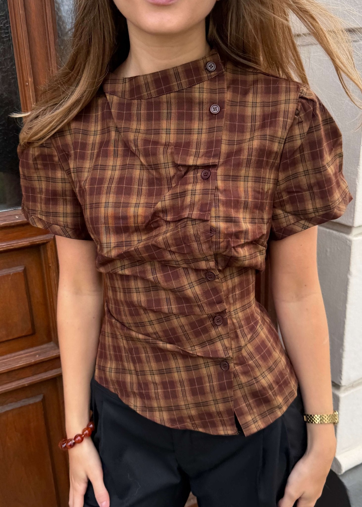 Maggie Ternet Top - Brun - ByStenholt.dk