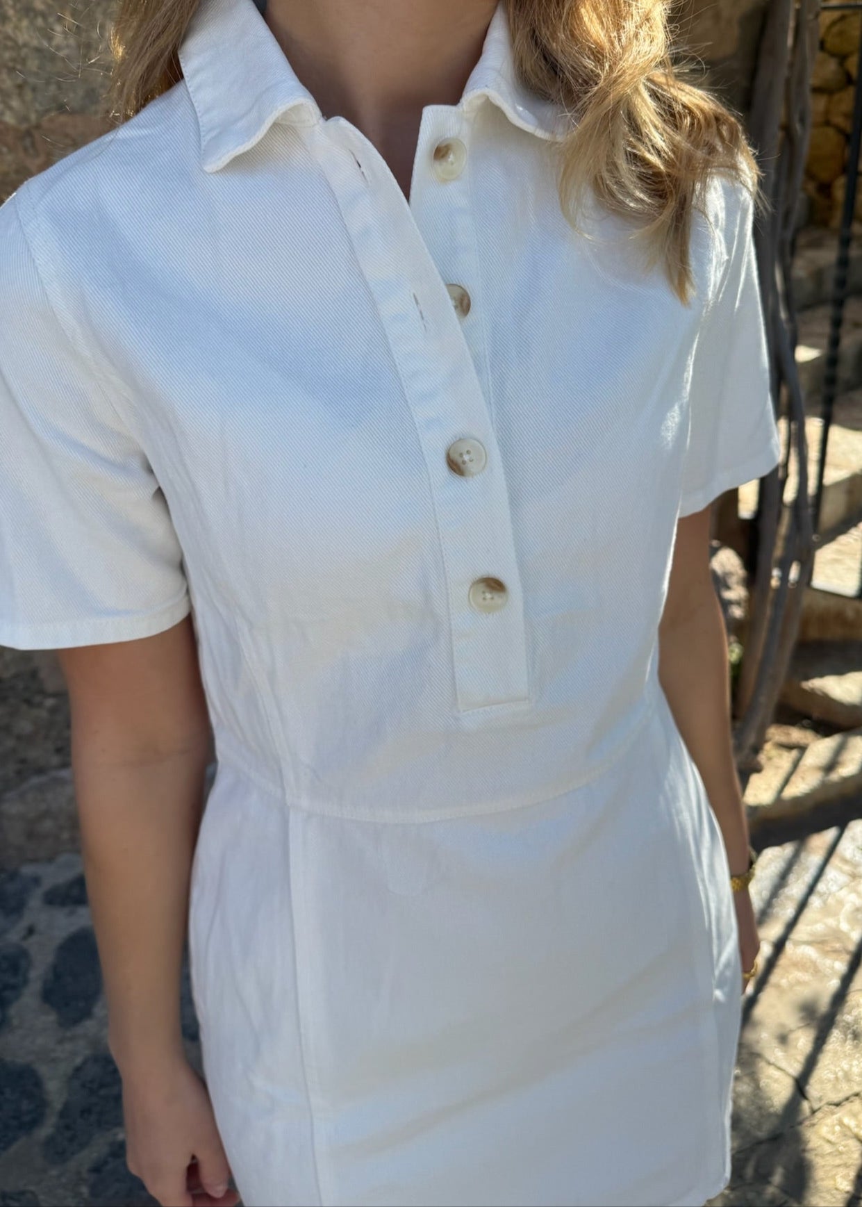 Martine Denimkjole - Hvid - ByStenholt.dk