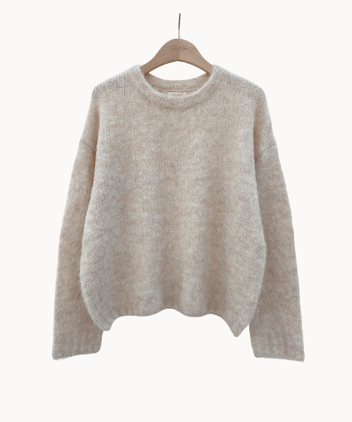 Mille Striktrøje - Beige - ByStenholt.dk