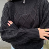 Ofelia Half Zip Strik - Sort