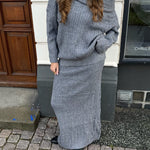 Off Shoulder Strik Sæt - Grå - ByStenholt.dk