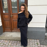 Off Shoulder Strik Sæt - Sort - ByStenholt.dk