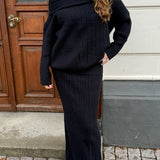 Off Shoulder Strik Sæt - Sort - ByStenholt.dk