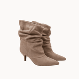 Pleated Ruskind Ankelstøvler - Beige - ByStenholt.dk