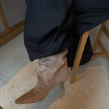 Pleated Ruskind Ankelstøvler - Beige - ByStenholt.dk