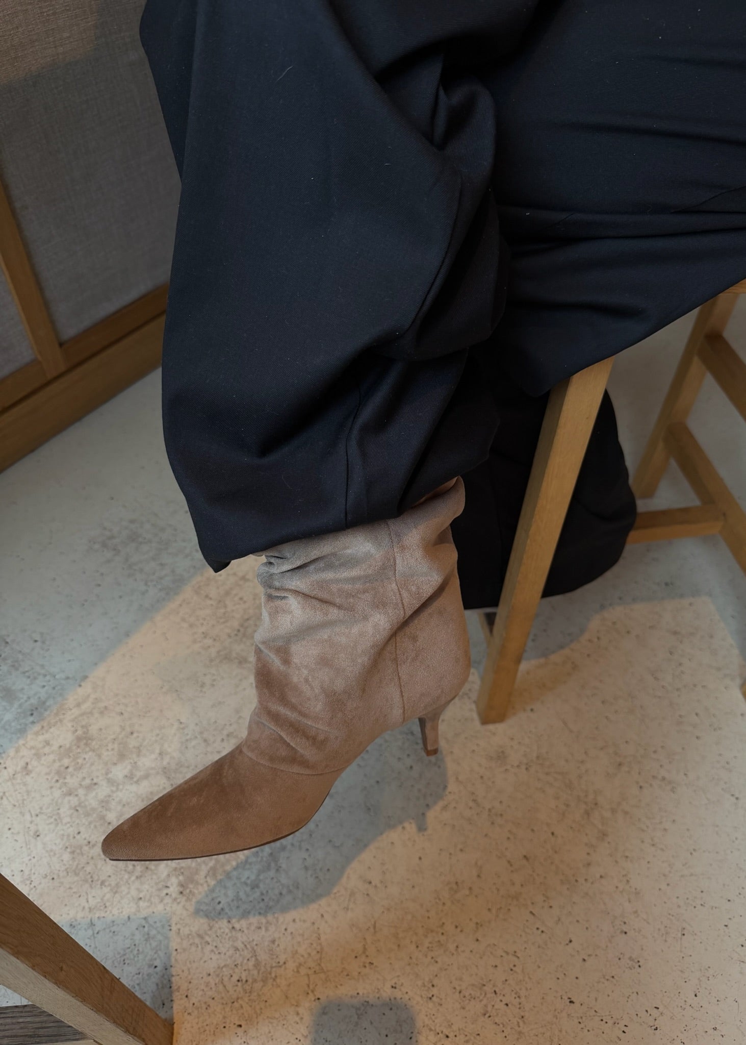 Pleated Ruskind Ankelstøvler - Beige - ByStenholt.dk