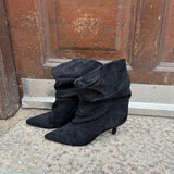 Pleated Ruskind Ankelstøvler - Sort - ByStenholt.dk