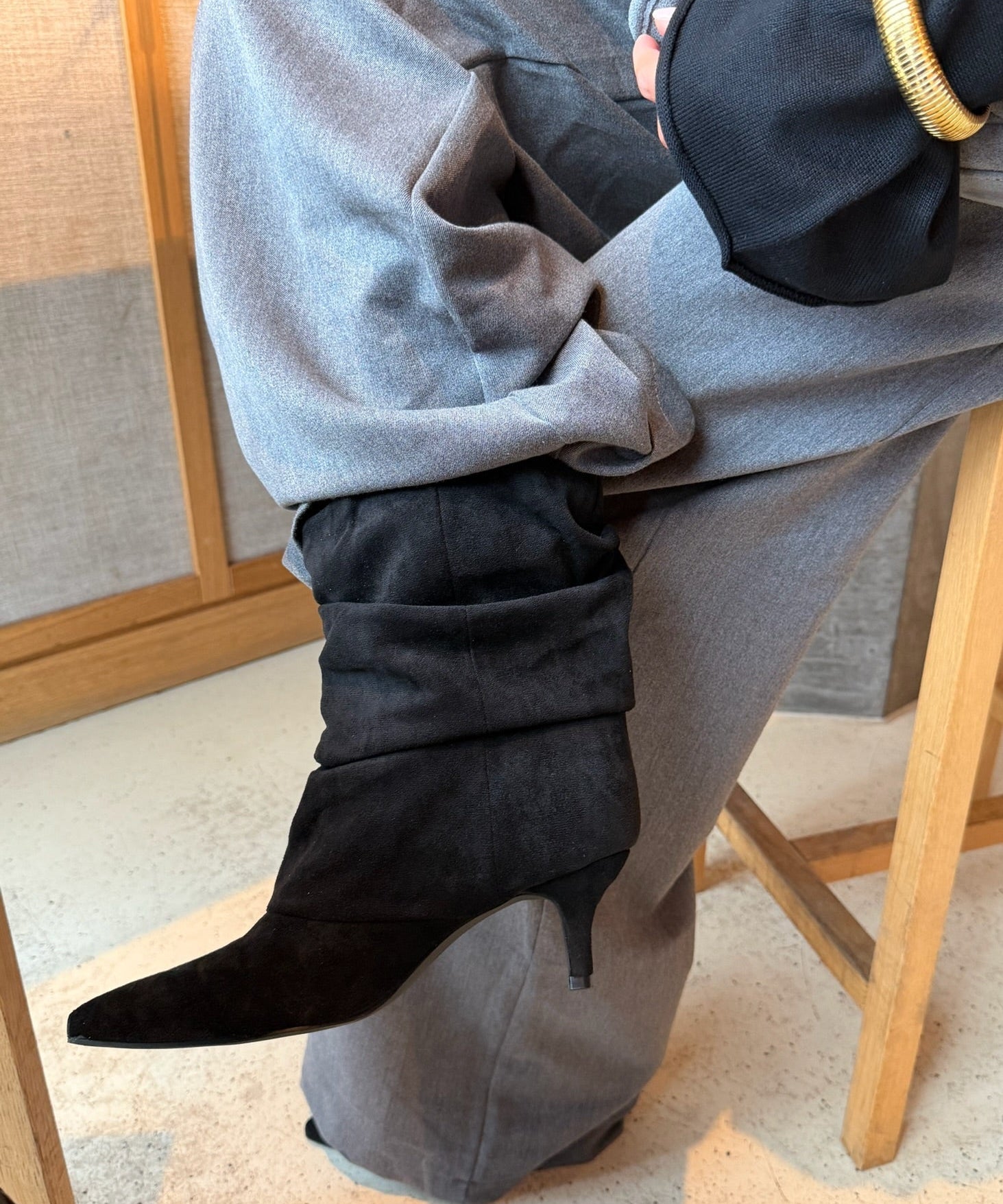 Pleated Ruskind Ankelstøvler - Sort - ByStenholt.dk