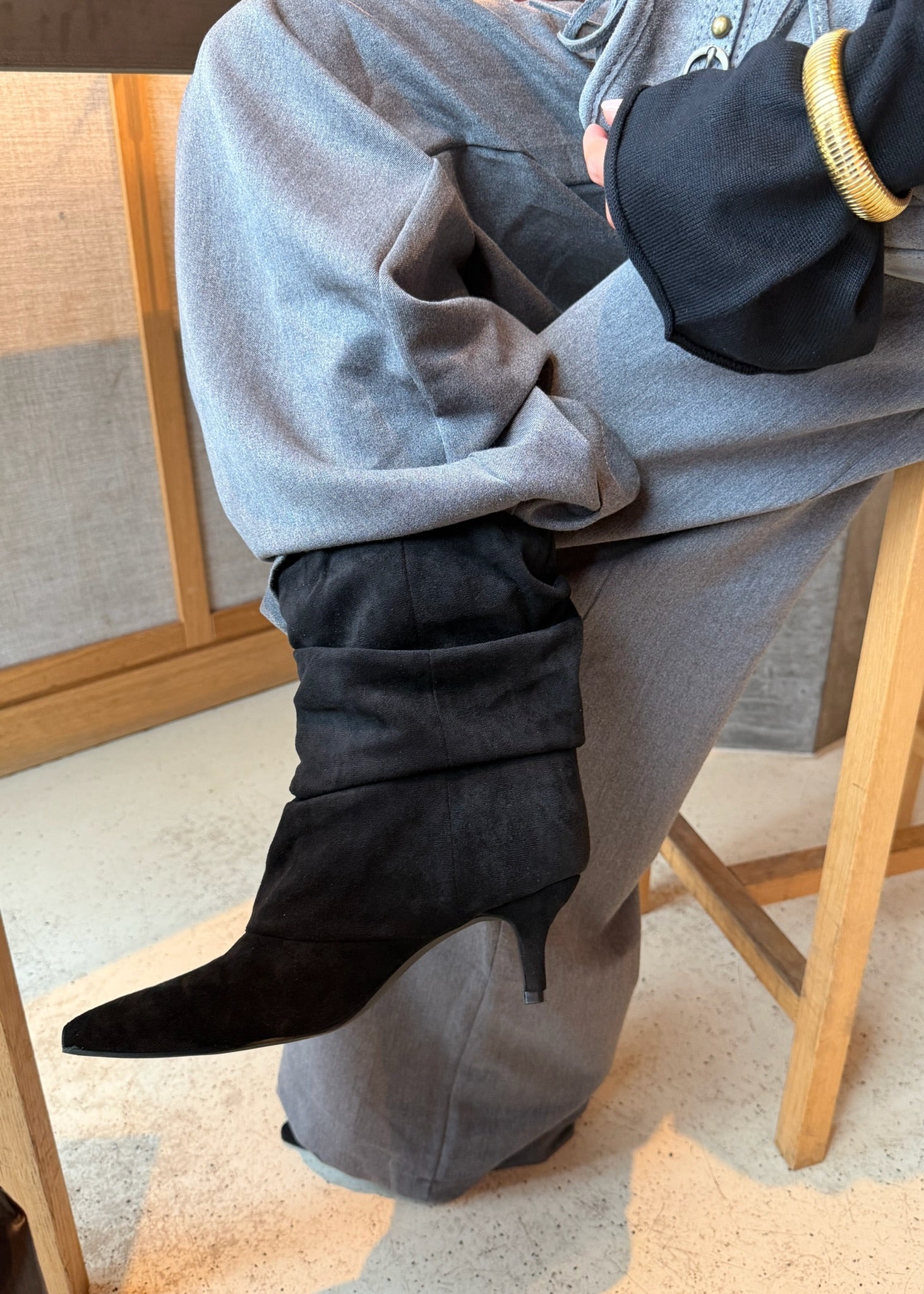 Pleated Ruskind Ankelstøvler - Sort - ByStenholt.dk