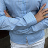 Poppy Fitted Skjorte - Stribet Blå - ByStenholt.dk