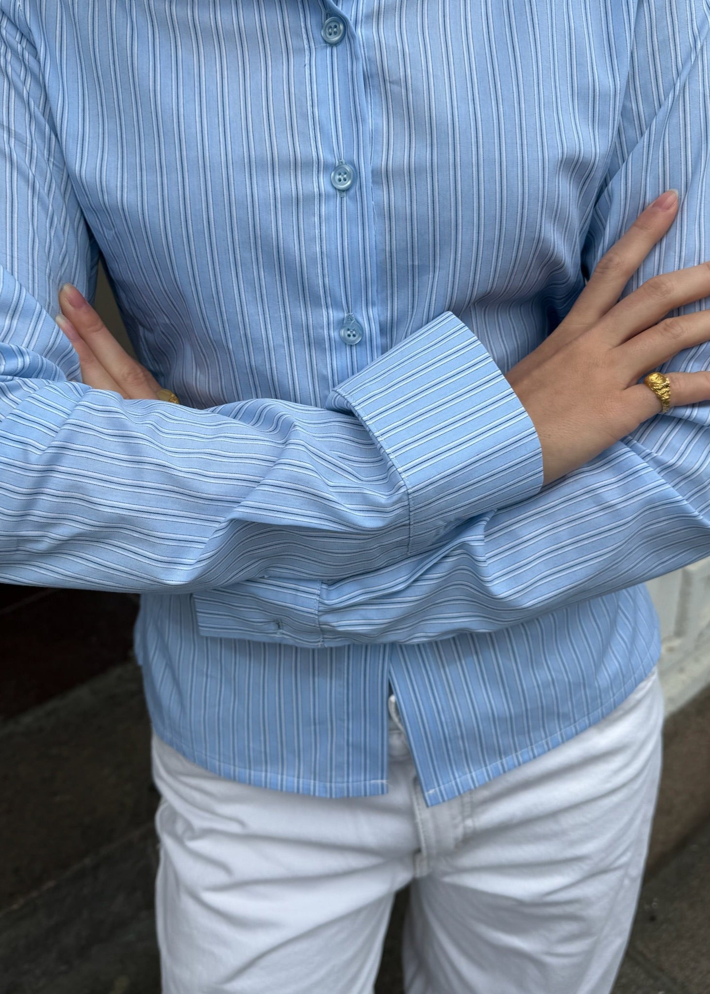 Poppy Fitted Skjorte - Stribet Blå - ByStenholt.dk