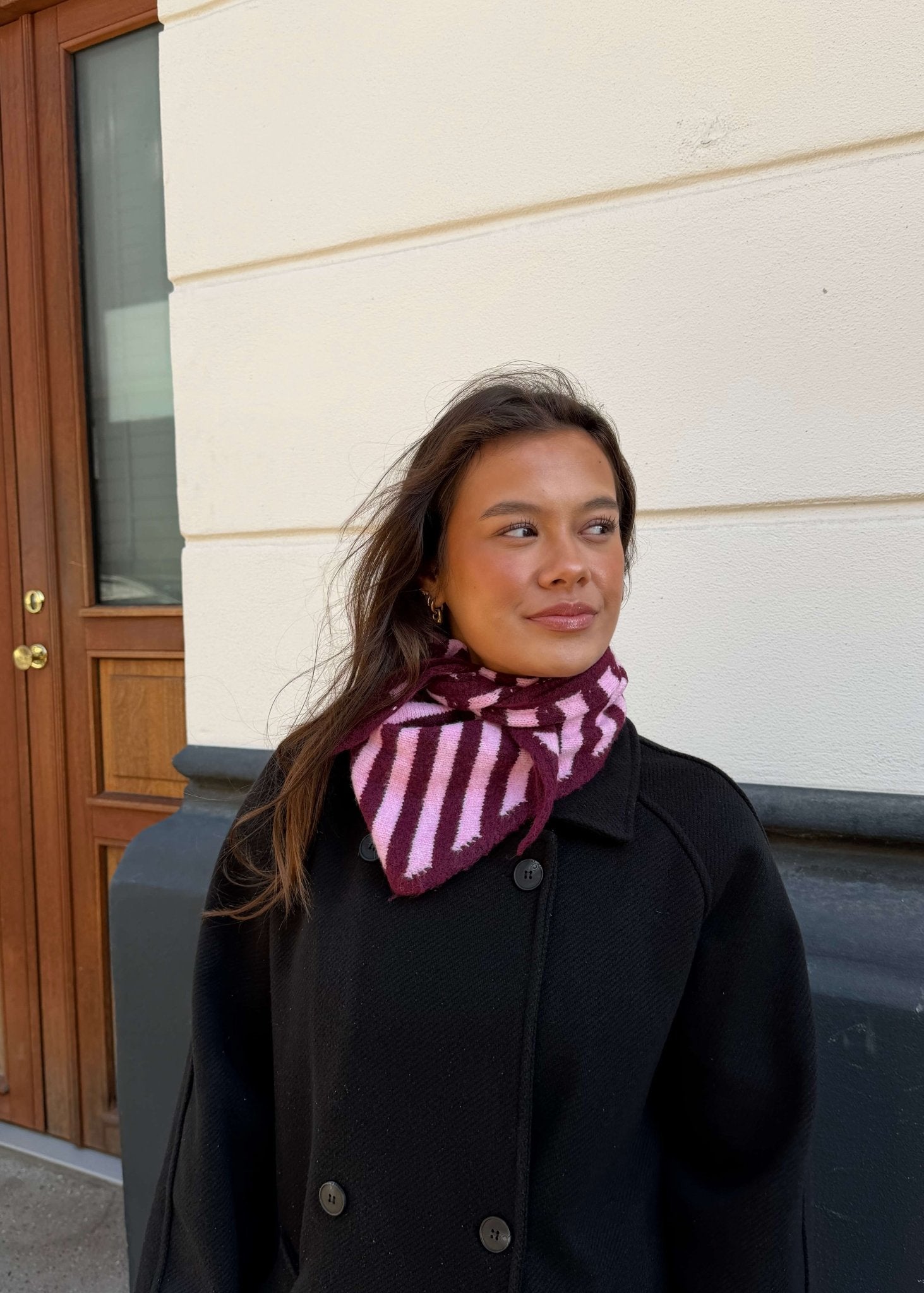 Rory Halstørklæde - Stribet Bordeaux - ByStenholt.dk