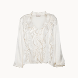 Ruffle Satin Bluse - Creme - ByStenholt.dk
