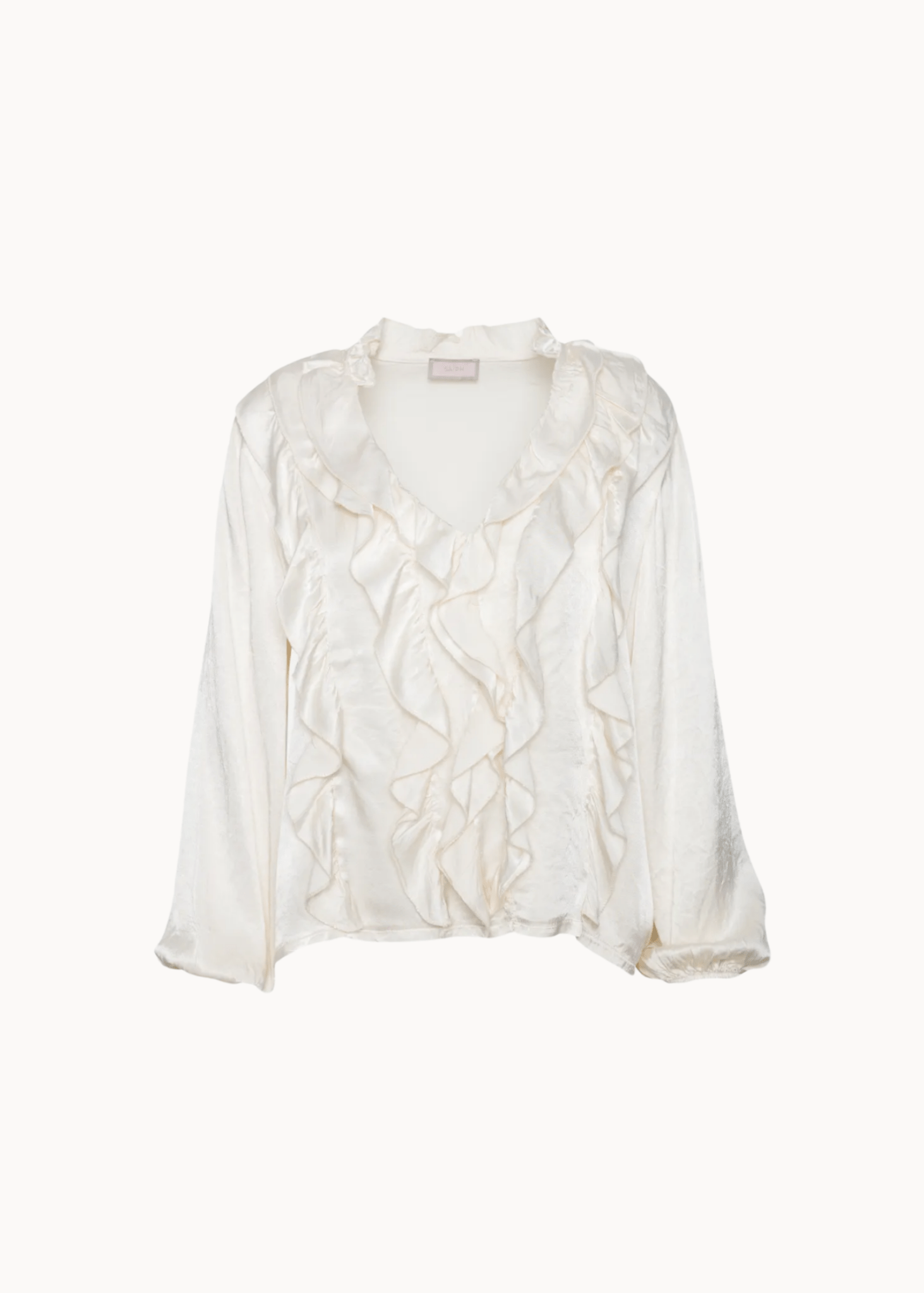 Ruffle Satin Bluse - Creme - ByStenholt.dk