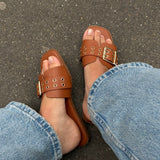 Sandaler med Spænde - Camel - ByStenholt.dk