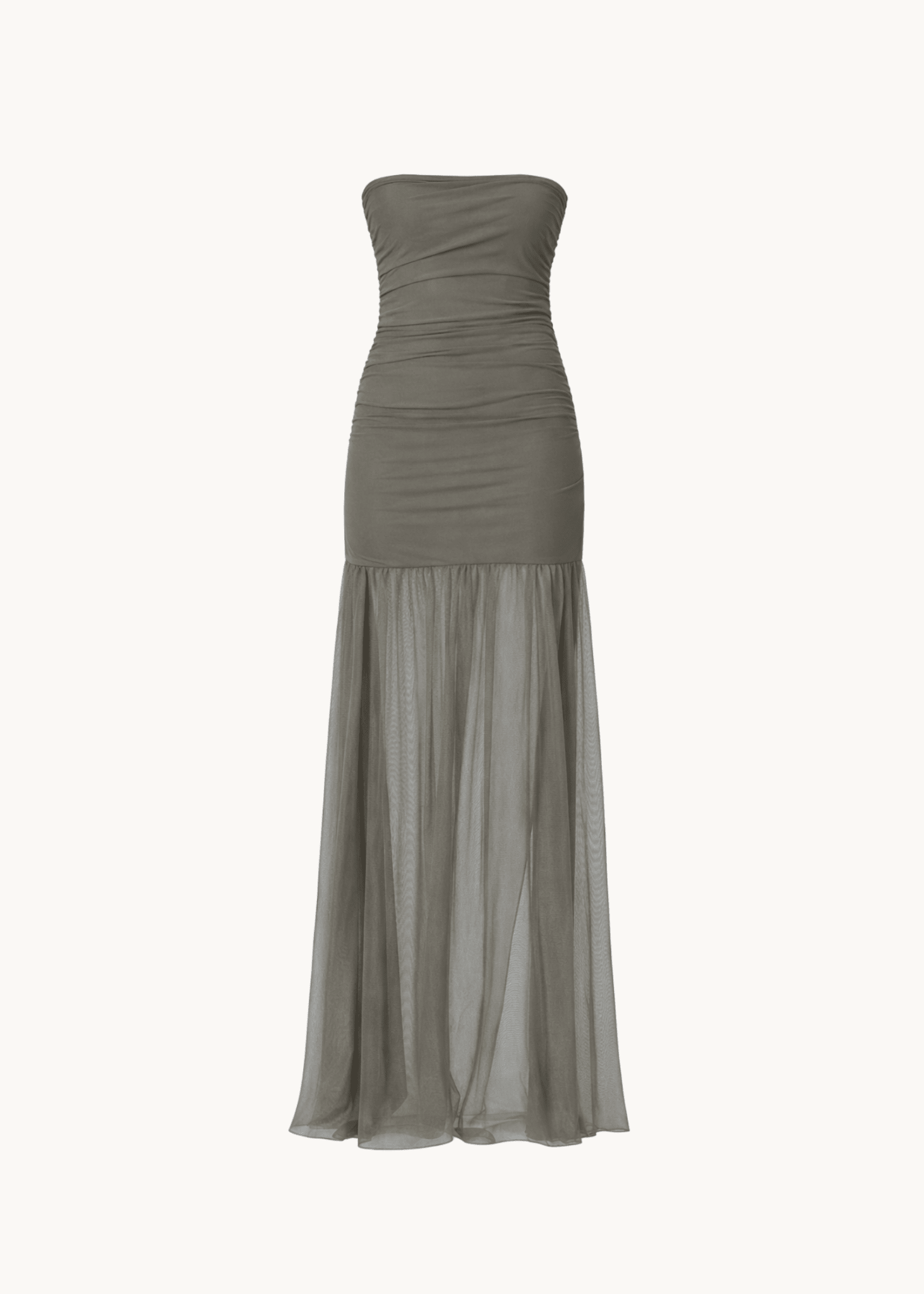 Sarah Mesh Maxi Kjole - Khaki - ByStenholt.dk