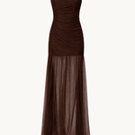 Sarah Mesh Maxi Kjole - Mørkebrun - ByStenholt.dk