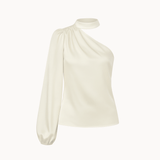 Satin One Shoulder Bluse - Creme - ByStenholt.dk