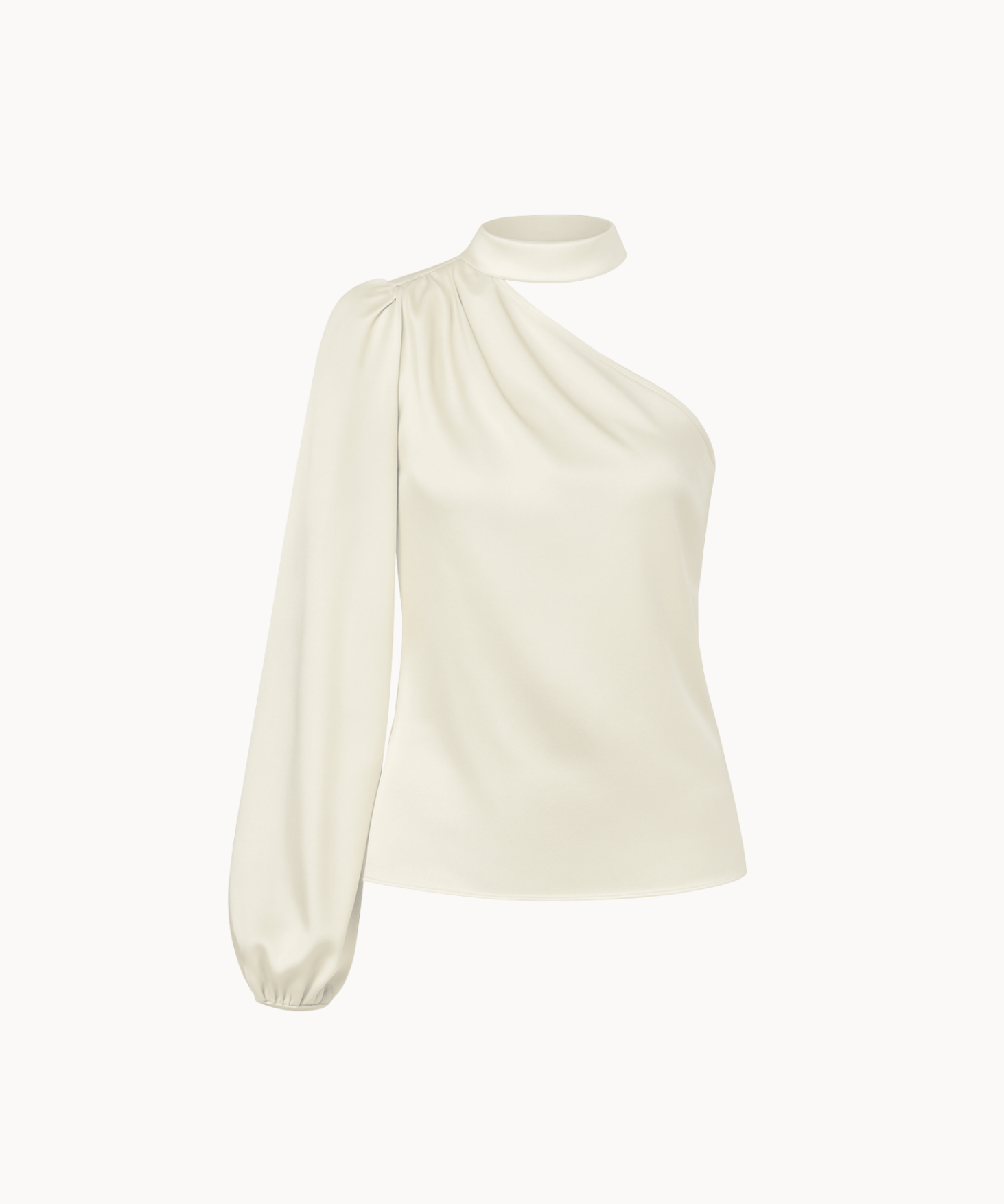 Satin One Shoulder Bluse - Creme - ByStenholt.dk