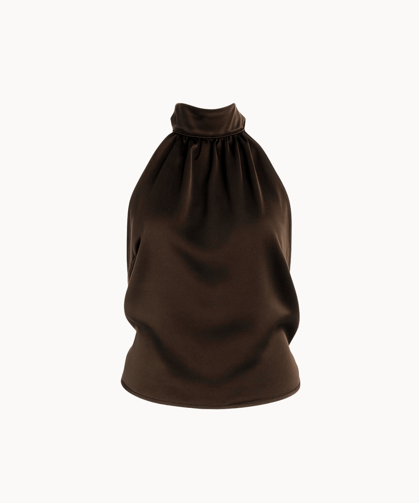 Satin Top med Åben Ryg - Mørkebrun - ByStenholt.dk