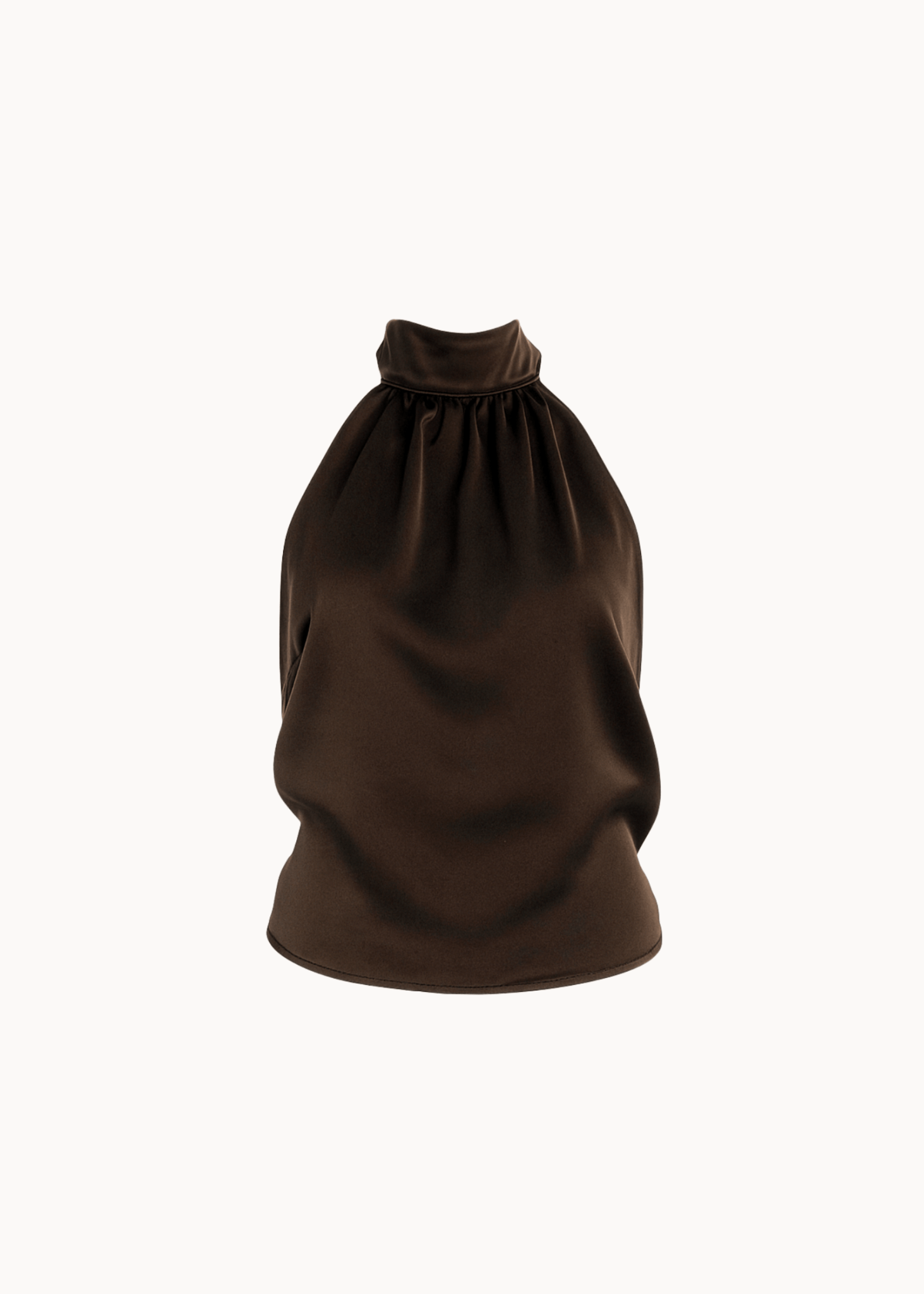 Satin Top med Åben Ryg - Mørkebrun - ByStenholt.dk