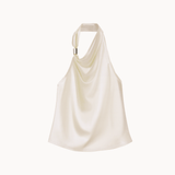 Satin Top med Guldring - Creme - ByStenholt.dk