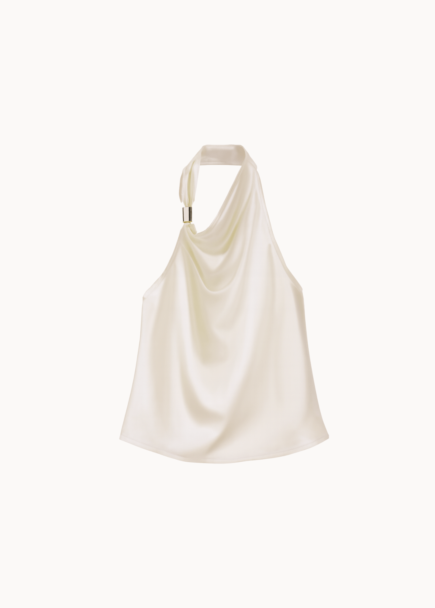 Satin Top med Guldring - Creme - ByStenholt.dk