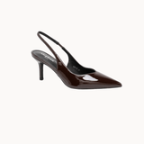 Shiny Slingback Pumps - Mørkebrun - ByStenholt.dk