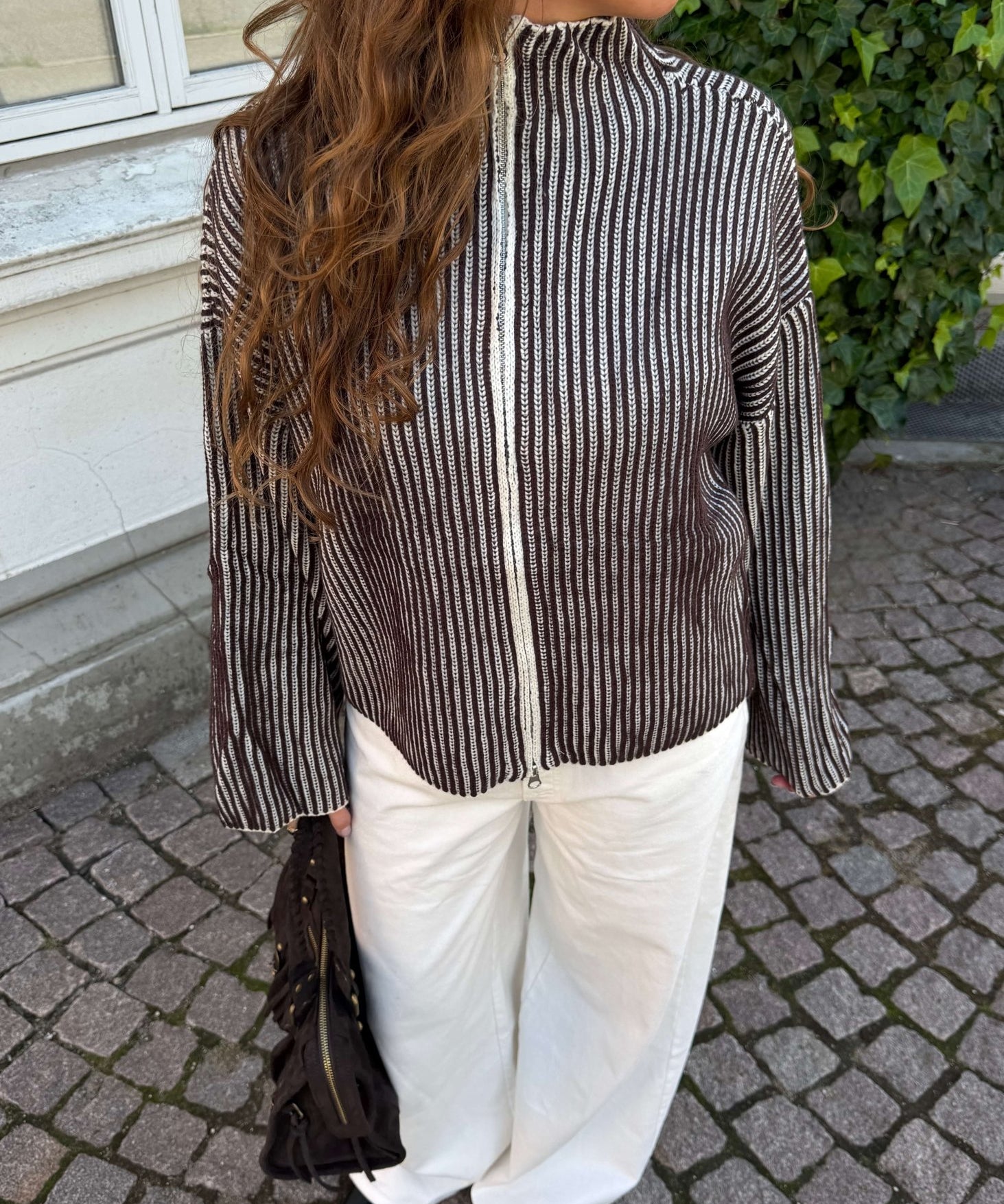 Sigrid Zip Cardigan - Mørkebrun - ByStenholt.dk